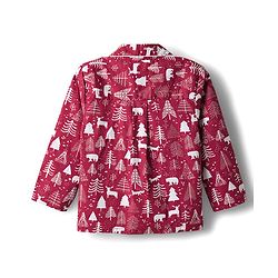 Babyhug Cotton Woven Full Sleeves Co-ords Night Suit With  Tree Print - Maroon