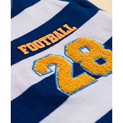 Babyhug 100% Cotton Knit Full Sleeves Polo T-Shirt with Stripes - Navy Blue & White