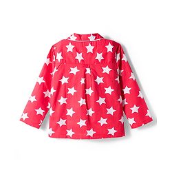 Babyhug Cotton Woven Full Sleeves Co-ords Night Suit With Star Print - Red