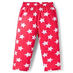 Babyhug Cotton Woven Full Sleeves Co-ords Night Suit With Star Print - Red