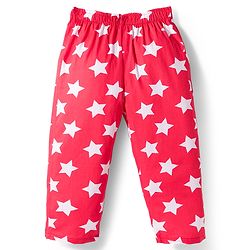 Babyhug Cotton Woven Full Sleeves Co-ords Night Suit With Star Print - Red