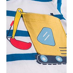 Babyhug 100% Cotton Single Jersey Knit Full Sleeves T-Shirt With Vehicle Print - Navy Blue