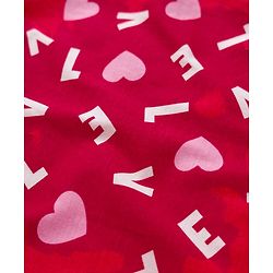 Babyhug Cotton Knit Full Sleeves Co-ord Night Suit With Heart Print - Red