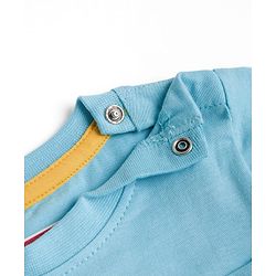 Babyhug 100% Cotton Knit Full Sleeves T-Shirt with Safari Theme Print - Light Blue