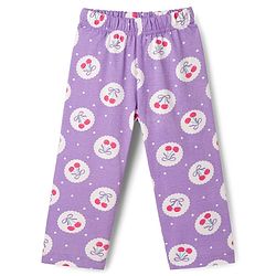 Babyhug Cotton Knit Full Sleeves Co-ord Night Suit With Cherry & Polka Dot Print - Lilac