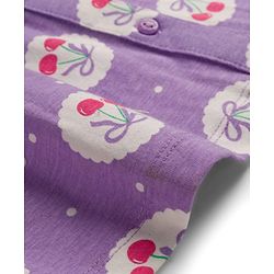 Babyhug Cotton Knit Full Sleeves Co-ord Night Suit With Cherry & Polka Dot Print - Lilac