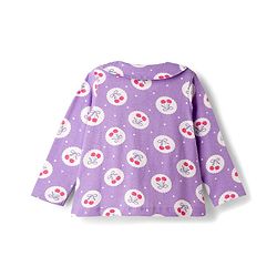 Babyhug Cotton Knit Full Sleeves Co-ord Night Suit With Cherry & Polka Dot Print - Lilac
