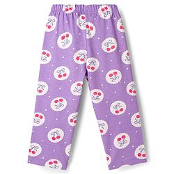 Babyhug Cotton Knit Full Sleeves Co-ord Night Suit With Cherry & Polka Dot Print - Lilac