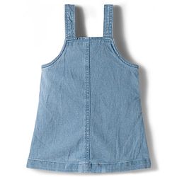 Babyhug Denim Woven Half Sleeves Frock with Inner T-Shirt & Floral Embroidery - Blue