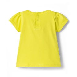 Babyhug Denim Woven Half Sleeves Frock with Inner T-Shirt & Floral Embroidery - Blue
