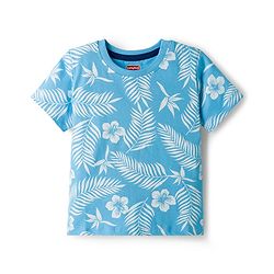 Babyhug 100% Cotton Knit Half Sleeves T-Shirts With Tropical Theme Print Pack of 3 - Peach Green & Blue