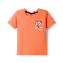 Babyhug 100% Cotton Knit Half Sleeves T-Shirts With Tropical Theme Print Pack of 3 - Peach Green & Blue
