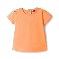 Babyhug Denim Woven Half Sleeves Tee With Frock & Animal Embriodery - Blue