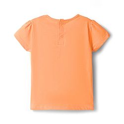 Babyhug Denim Woven Half Sleeves Tee With Frock & Animal Embriodery - Blue