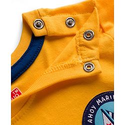 Babyhug 100% Cotton Knit Half Sleeves T-Shirts With Nautical Theme Print Pack of 3 - Yellow Red & Blue