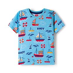 Babyhug 100% Cotton Knit Half Sleeves T-Shirts With Nautical Theme Print Pack of 3 - Yellow Red & Blue