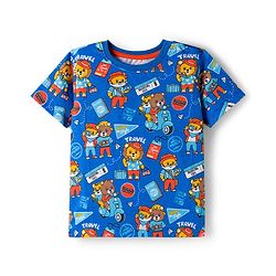Babyhug 100% Cotton Knit Half Sleeves T-Shirts With Animal Print Pack of 3 - Blue Orange & Yellow