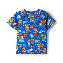 Babyhug 100% Cotton Knit Half Sleeves T-Shirts With Animal Print Pack of 3 - Blue Orange & Yellow