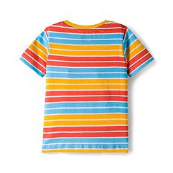 Babyhug 100% Cotton Knit Half Sleeves T-Shirts With Animal Print Pack of 3 - Blue Orange & Yellow