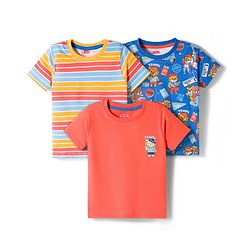 Babyhug 100% Cotton Knit Half Sleeves T-Shirts With Animal Print Pack of 3 - Blue Orange & Yellow
