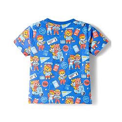 Babyhug 100% Cotton Knit Half Sleeves T-Shirts With Animal Print Pack of 3 - Blue Orange & Yellow