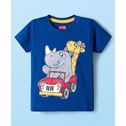 Babyhug 100% Cotton Knit Half Sleeves T-Shirts with Safari Theme Print Pack of 3 - Multicolor