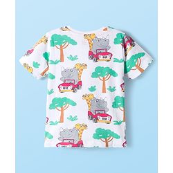 Babyhug 100% Cotton Knit Half Sleeves T-Shirts with Safari Theme Print Pack of 3 - Multicolor