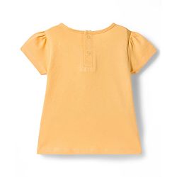 Babyhug Denim 100% Cotton Woven Half Sleeves Frill Detailed Frock with Inner T-Shirt & Floral Embroidery - Blue