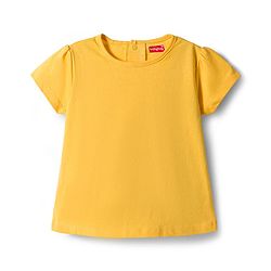 Babyhug Denim Woven Half Sleeves T-Shirt With Frock & Floral Embriodery - Blue