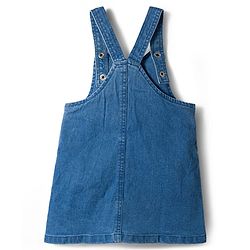 Babyhug Denim Woven Half Sleeves T-Shirt With Frock & Floral Embriodery - Blue