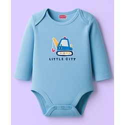 Babyhug 100% Cotton Interlock Knit Onesies With Vehicle Print Pack Of 3 - Yellow White & Blue