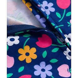 Babyhug 100% Cotton Knit Full Sleeves Rompers With Floral & Polka Dot Print Pack of 2 - Navy Blue & Pink