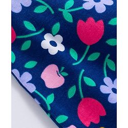Babyhug 100% Cotton Knit Full Sleeves Rompers With Floral & Polka Dot Print Pack of 2 - Navy Blue & Pink