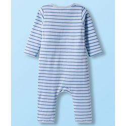 Babyhug 100% Cotton Interlock Knit Romper With Nautical Theme Print Pack of 2 - Blue & White