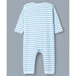 Babyhug 100% Cotton Interlock Knit Romper With Nautical Theme Print Pack of 2 - Blue & White