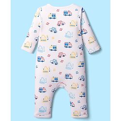 Babyhug 100% Cotton Knit Full Sleeves Romper With Vehicle Print Pack of 2 - Yellow & White