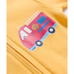 Babyhug 100% Cotton Knit Full Sleeves Romper With Vehicle Print Pack of 2 - Yellow & White