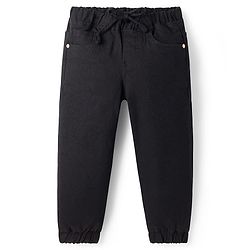 Babyhug Full Length Washed Denim Joggers With Stretch - Black
