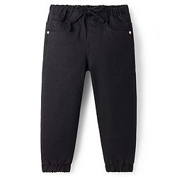 Babyhug Full Length Washed Denim Joggers With Stretch - Black