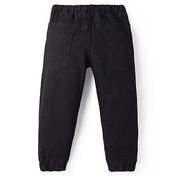 Babyhug Full Length Washed Denim Joggers With Stretch - Black