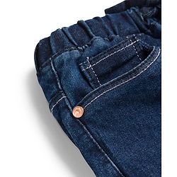 Babyhug Full Length Washed Denim Joggers With Stretch - Black