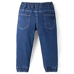 Babyhug Full Length Washed Denim Joggers With Stretch - Black