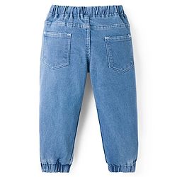 Babyhug Full Length Washed Denim Joggers With Stretch - Black