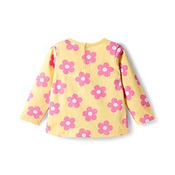 Babyhug Cotton Knit Full Sleeves Night Suit With Floral Print - Yellow