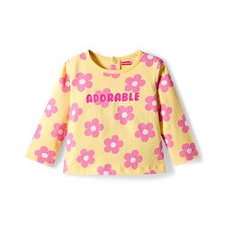 Babyhug Cotton Knit Full Sleeves Night Suit With Floral Print - Yellow