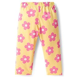 Babyhug Cotton Knit Full Sleeves Night Suit With Floral Print - Yellow