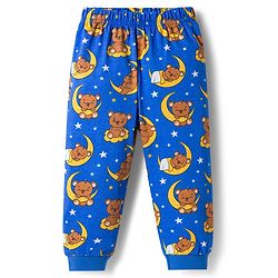 Babyhug Cotton Knit Full  Sleeves Co-ords Night Suit With Animal Print - Navy Blue