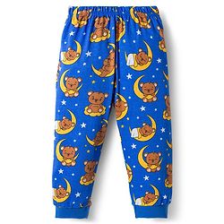 Babyhug Cotton Knit Full  Sleeves Co-ords Night Suit With Animal Print - Navy Blue