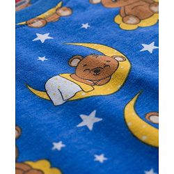 Babyhug Cotton Knit Full  Sleeves Co-ords Night Suit With Animal Print - Navy Blue