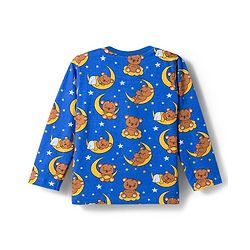 Babyhug Cotton Knit Full  Sleeves Co-ords Night Suit With Animal Print - Navy Blue